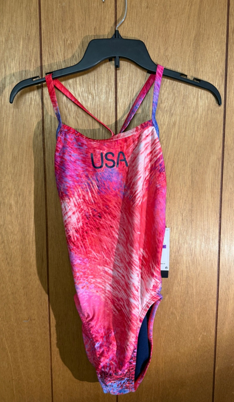 Title: Nike Hydrastrong Women's Swimsuit Size 32/6 Pink USA One Piece NWT